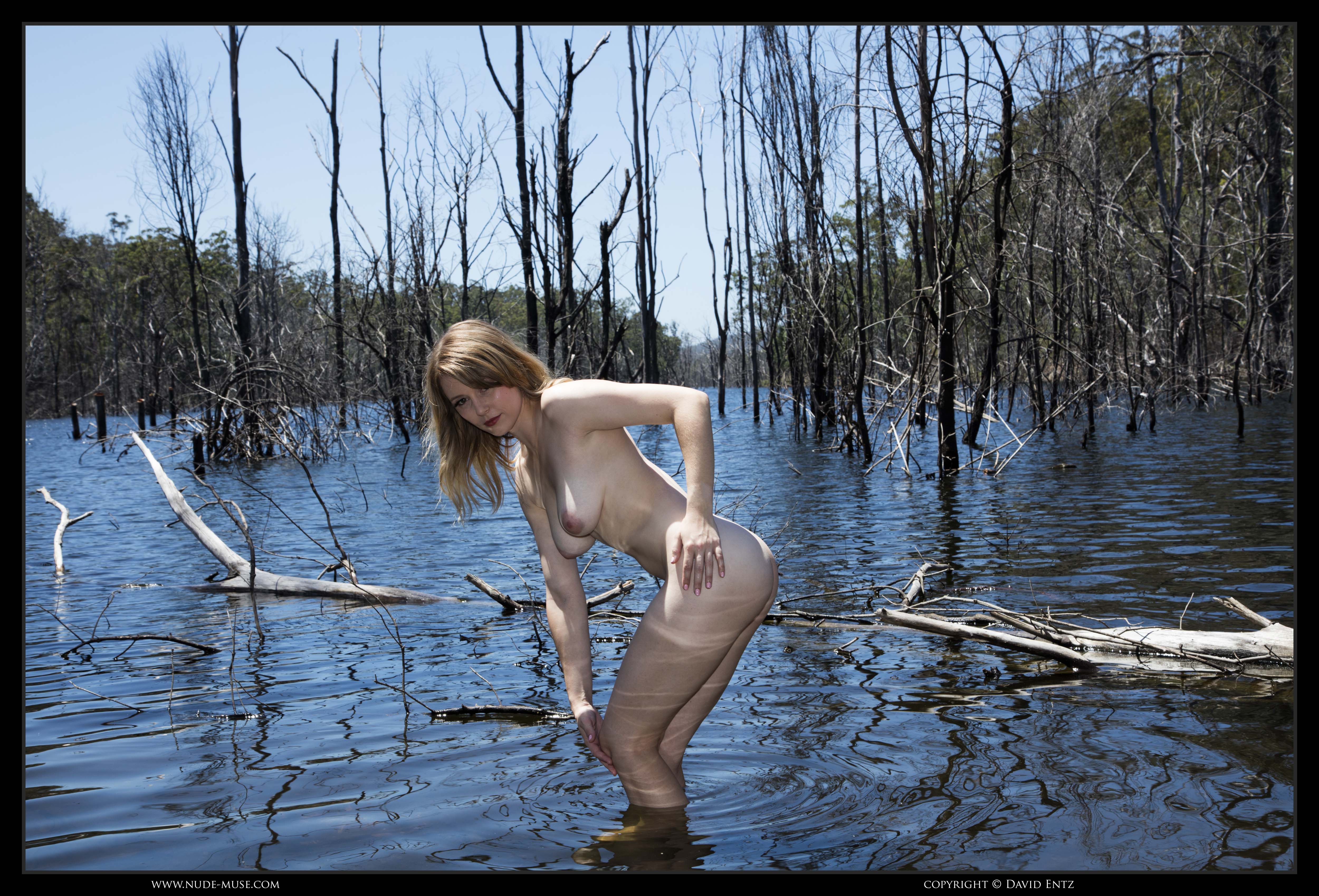nude muse misty day flooded trees 013