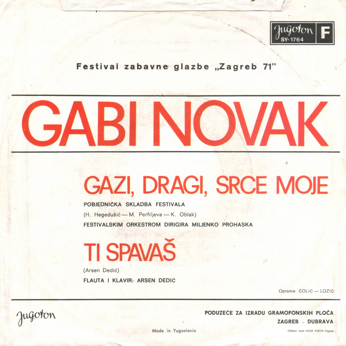 Gabi Novak 1971 Gazi dragi srce moje b
