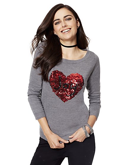 Sequin Heart Joy Tie Back Sweater 02111994 033